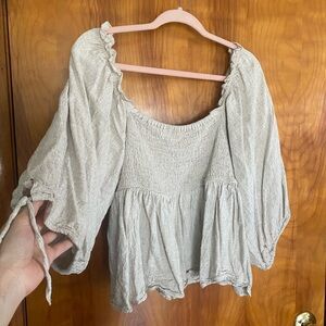 Elegant Beige Smocked Blouse